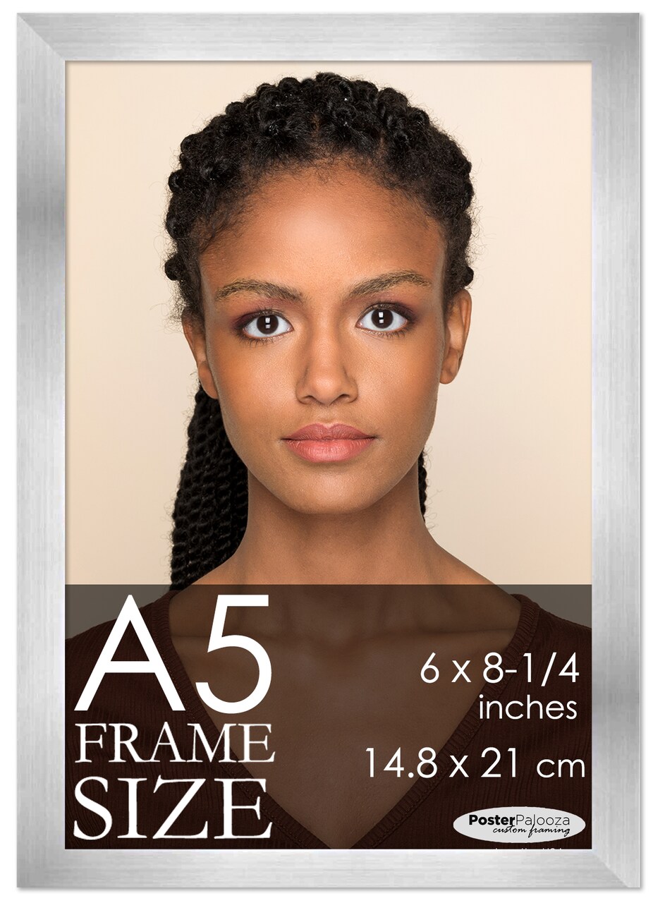 A5 Frame Silver Modern Minimalist 6x8.25 Frame - Wood A5 Picture Frame, UV Acrylic
